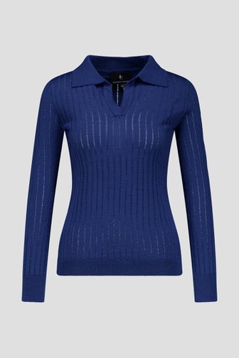 Polo côtelé bleu foncé de AC by Annelien Coorevits pour Femmes