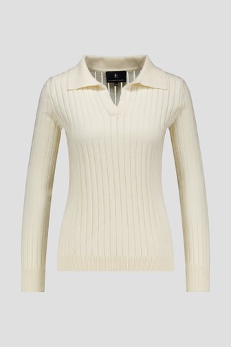 Polo côtelé écru de AC by Annelien Coorevits pour Femmes