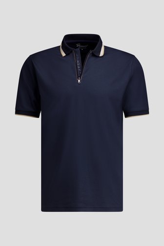 Le devant de Polo de golf bleu avec fermeture zippée courte de Dansaert Golf Club pour Hommes