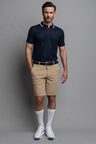 Le devant de Polo de golf bleu avec fermeture zippée courte de Dansaert Golf Club pour Hommes