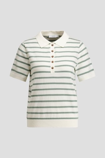 Le devant de Polo écru à rayures vert menthe de Liberty Island pour Femmes