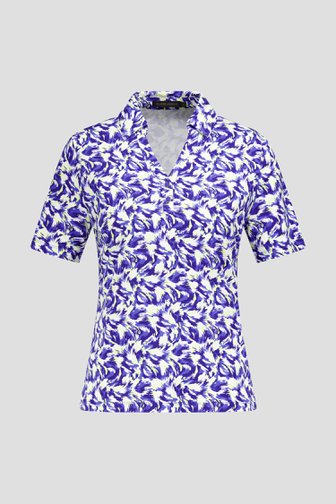 Polo écru avec imprimé bleu-jaune de Claude Arielle pour Femmes