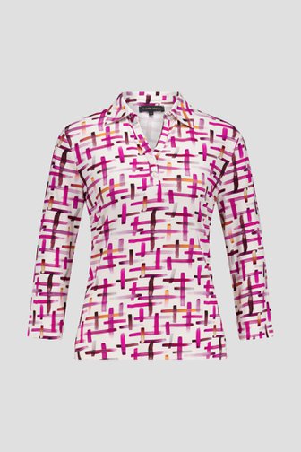 Polo écru avec imprimé violet-orange de Claude Arielle pour Femmes