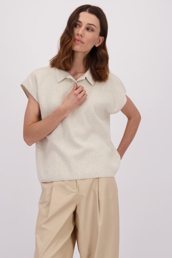 Le devant de Polo en maille beige sans manches de LŌVING pour Femmes