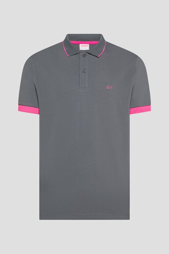 Le devant de Polo grise avec accent rose fluo de Sun68 pour Hommes