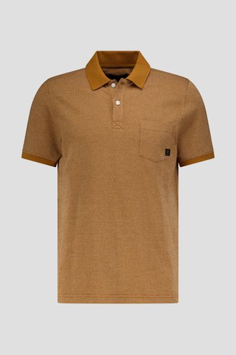 Polo marron avec motif fin noir et blanc de Ravøtt pour Hommes