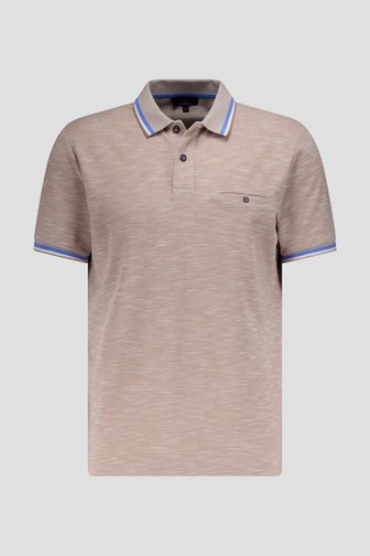 Polo marron clair avec bande bleue au col de Dansaert Blue pour Hommes