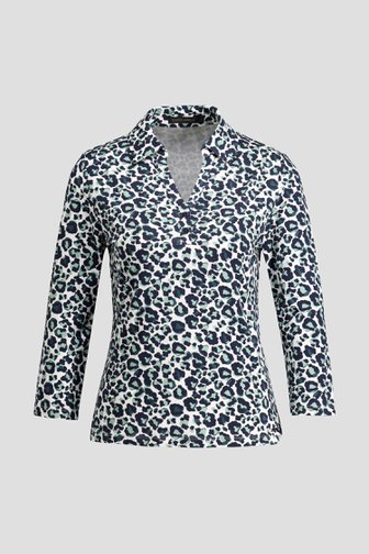Productfoto 1 van Polo met blauw-groene luipaardprint door Claude Arielle voor Dames