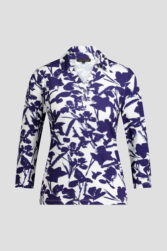 Productfoto 1 van Polo met blauwe grafische print door Claude Arielle voor Dames