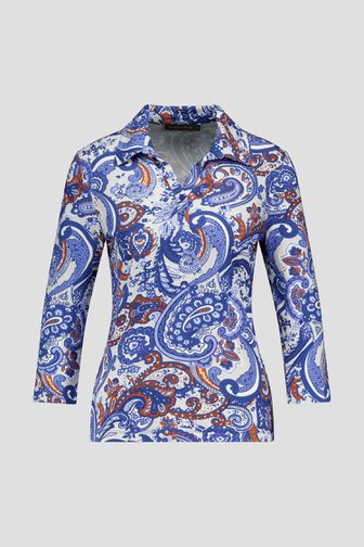 Claude Arielle Polo met blauwe paisley print