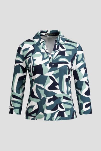Productfoto 1 van Polo met grafische print in blauw en groentinten door Claude Arielle voor Dames