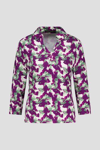 Polo met paars-groene print van Claude Arielle voor Dames