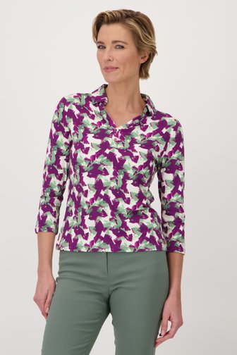 Polo met paars-groene print van Claude Arielle voor Dames