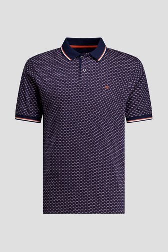 Photo produit 1 de Polo navy à fine print orange et blanche de Dansaert Blue pour Hommes
