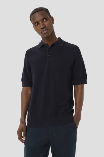 Le devant de Polo navy à manches courtes de Matinique pour Hommes