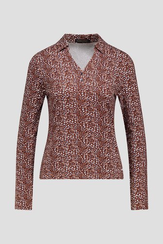 Photo produit 1 de Polo orange foncé à imprimé léopard blanc-bleu  de Claude Arielle pour Femmes