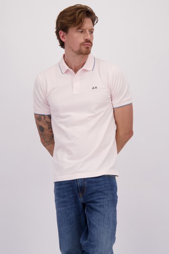 Le devant de Polo rose avec accent bleu de Sun68 pour Hommes