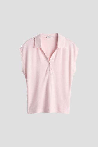 Le devant de Polo rose en maille de Opus pour Femmes