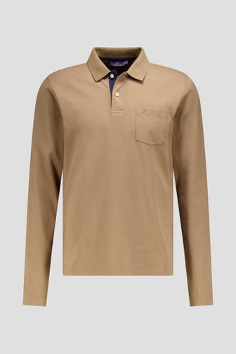 Le devant de Polo taupe à manches longues de Dansaert Blue pour Hommes