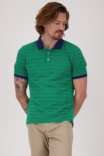 Polo vert à rayures bleues de Ravøtt pour Hommes