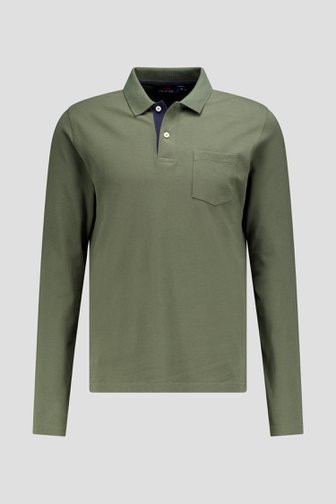 Le devant de Polo vert foncé à manches longues de Dansaert Blue pour Hommes