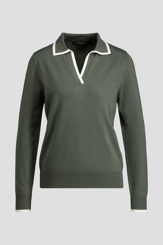 Le devant de Polo vert foncé avec détails blancs de Claude Arielle pour Femmes