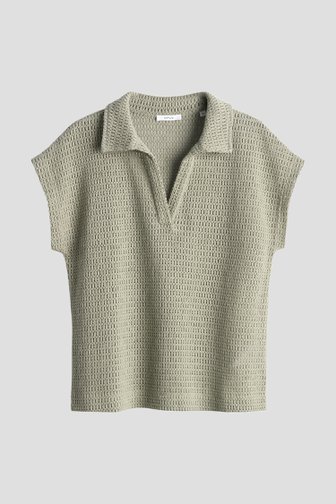 Le devant de Polo vert olive au crochet de Opus pour Femmes