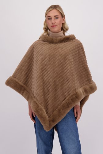 Le devant de Poncho beige en fausse fourrure de Liberty Island pour Femmes