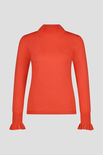 Pull à col montant orange-rouge de Claude Arielle pour Femmes