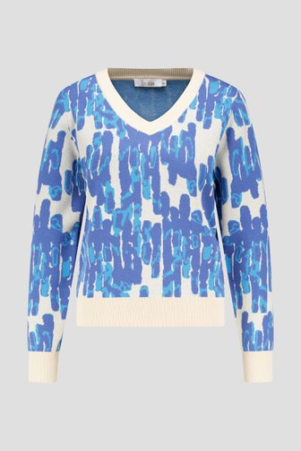 Pull à imprimé bleu et col en V de Liberty Loving nature pour Femmes