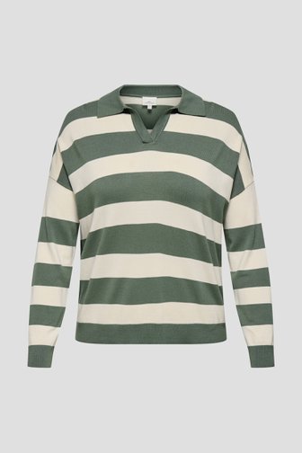 Photo produit 1 de Pull à rayures blanc et vert de ONLY Carmakoma pour Femmes
