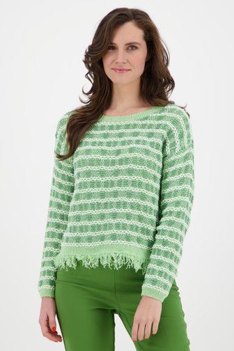Pull au crochet vert avec franges, Femmes, More & More