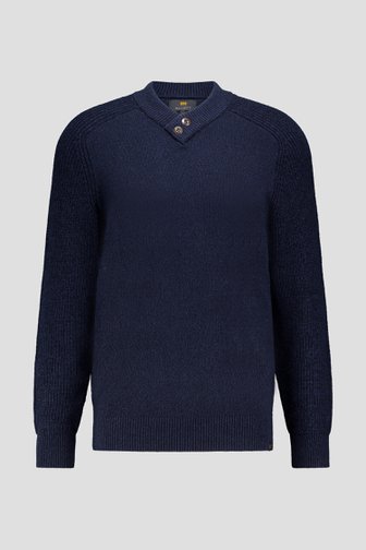 Le devant de Pull beige à col en V de Ravøtt pour Hommes