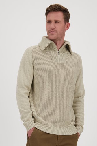 Pull beige à col montant, male, Marque: Ravøtt