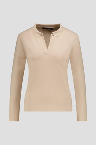 Le devant de Pull beige à col polo de Claude Arielle pour Femmes