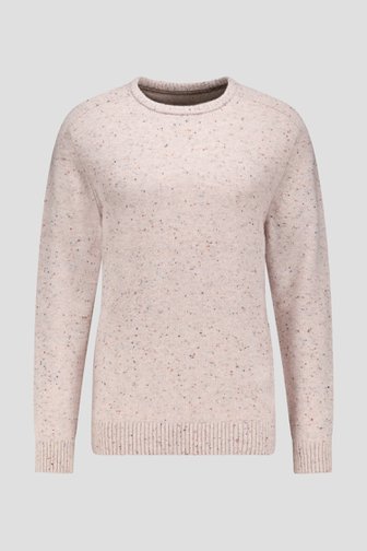 Pull beige à col rond avec effet moucheté