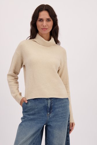 Le devant de Pull beige à col roulé de Louise pour Femmes