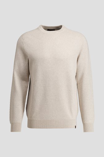 Le devant de Pull beige à manches longues de Ravøtt pour Hommes