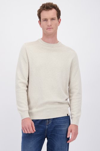 Le devant de Pull beige à manches longues de Ravøtt pour Hommes