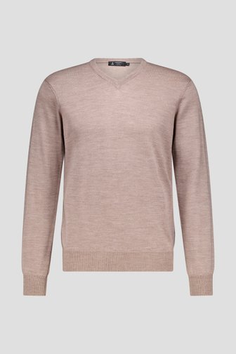 Le devant de Pull beige avec col en V et laine de Dansaert Black Premium pour Hommes
