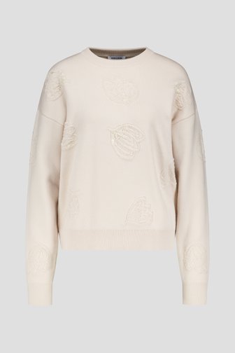 Le devant de Pull beige avec motif floral de More & More pour Femmes