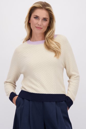 Le devant de Pull beige clair avec accents roses et bleus de Libelle pour Femmes