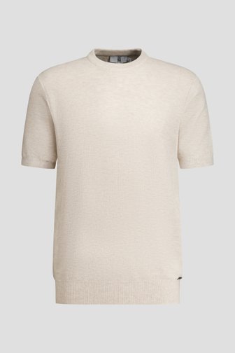 Le devant de Pull beige en maille à manches courtes de Upper East pour Hommes