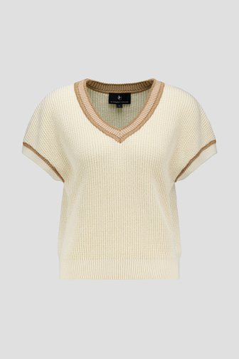 Pull beige tricoté à manches courtes de AC by Annelien Coorevits pour Femmes