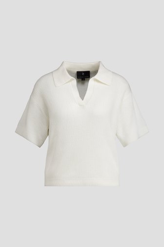 Le devant de Pull blanc à col polo de AC by Annelien Coorevits pour Femmes