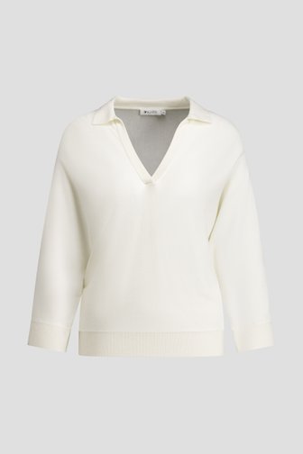 Le devant de Pull blanc à col polo de D'Auvry pour Femmes