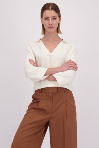 Le devant de Pull blanc à col polo de D'Auvry pour Femmes