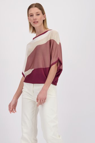 Le devant de Pull blanc aux nuances bordeaux de D'Auvry pour Femmes