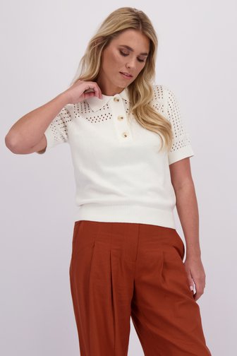 Le devant de Pull blanc avec motif ajouré de Liberty Loving nature pour Femmes