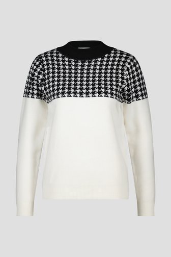 Pull blanc avec motif pied-de-poule de D'Auvry pour Femmes